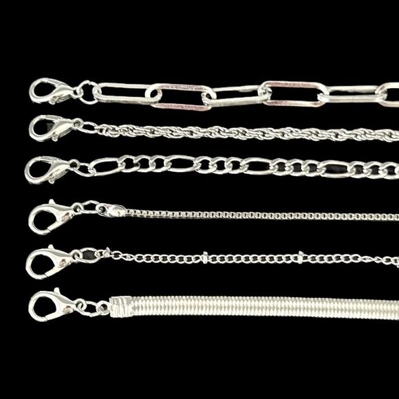 The Six-Pack – Men’s Silver Tone Chain Bracelets – Mixed Styles, Adjustable Fit - Picture 4 of 7